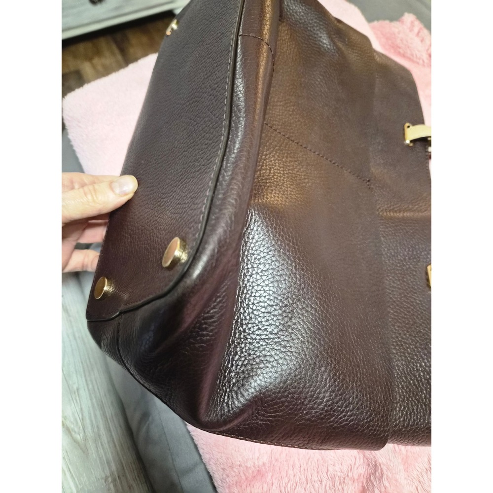 Michael Kors Bedford Pebbled Leather Tote Bag Brown with Gold Hardware - Picture 6 of 12